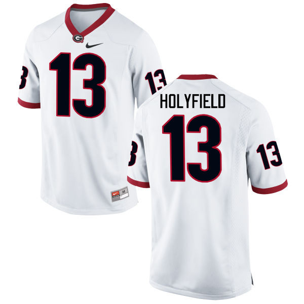 Men Georgia Bulldogs #13 Elijah Holyfield College Football Jerseys-White